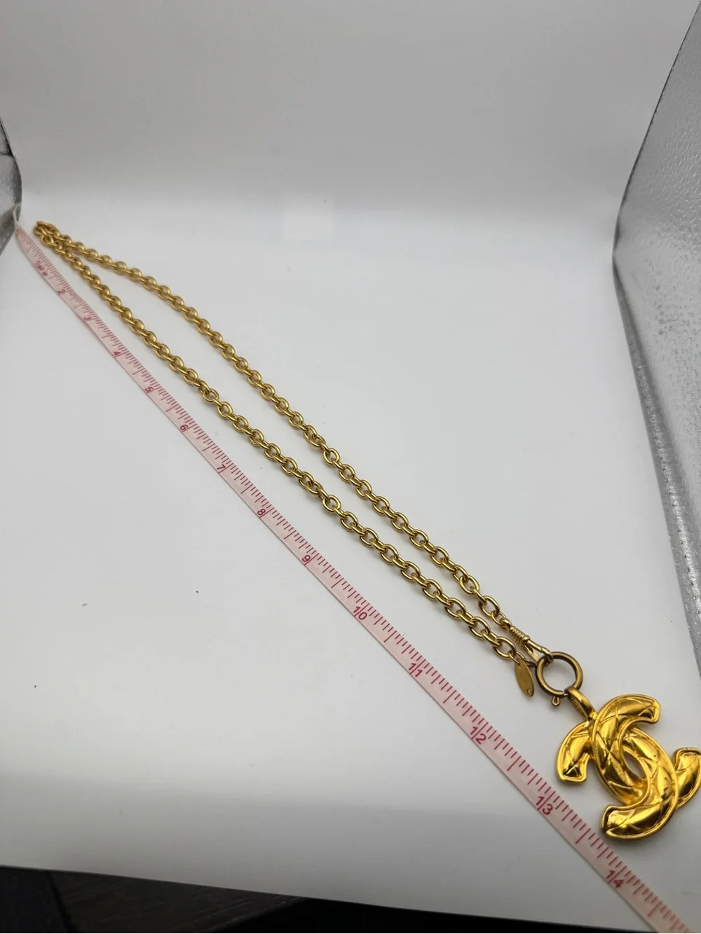 Vintage CHANEL quilted CC Pendant Necklace